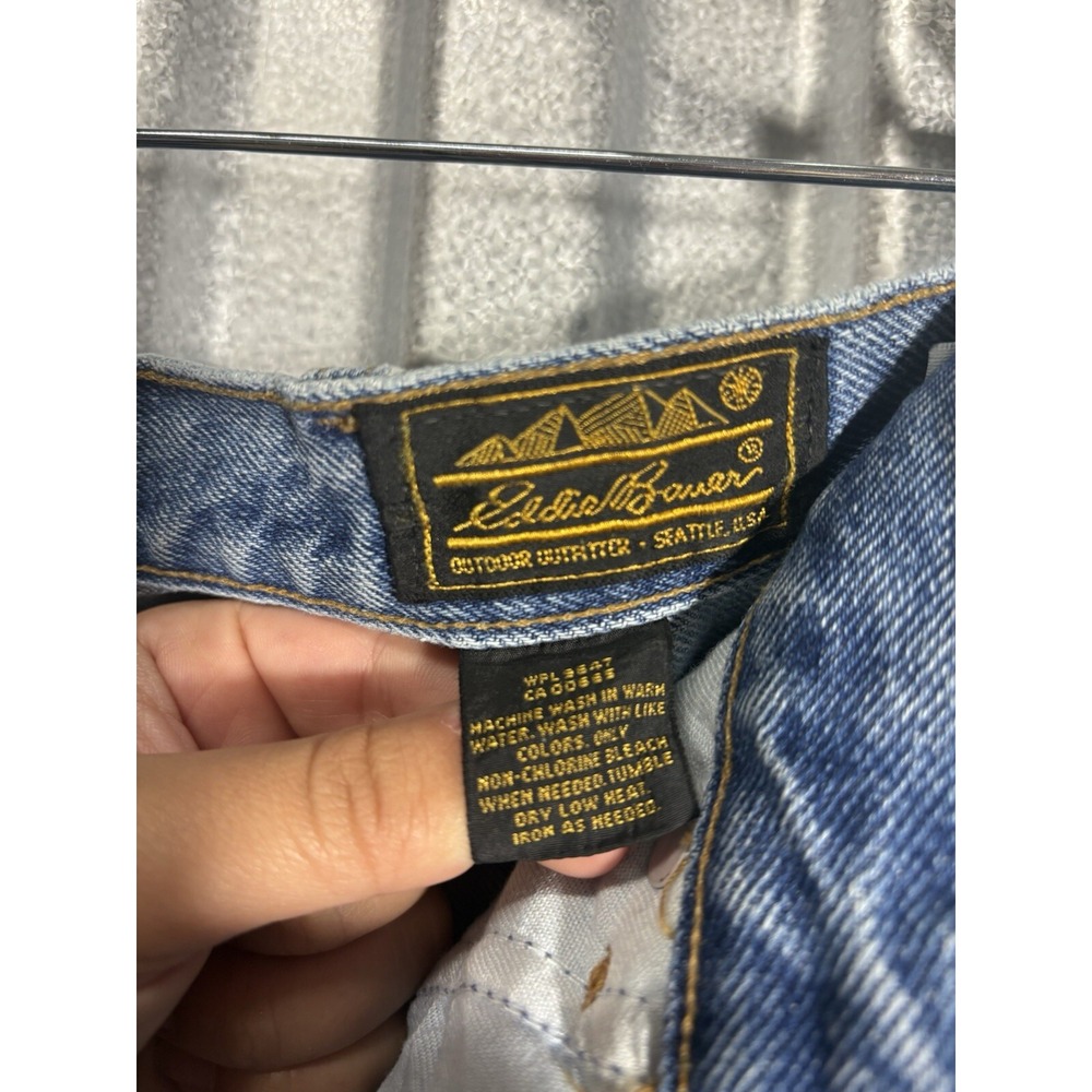 Eddie Bauer Vintage 90s Men Jeans 38x32 Light Wash Straight Leg Denim High Rise - Picture 5 of 8